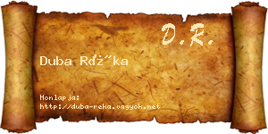 Duba Réka névjegykártya